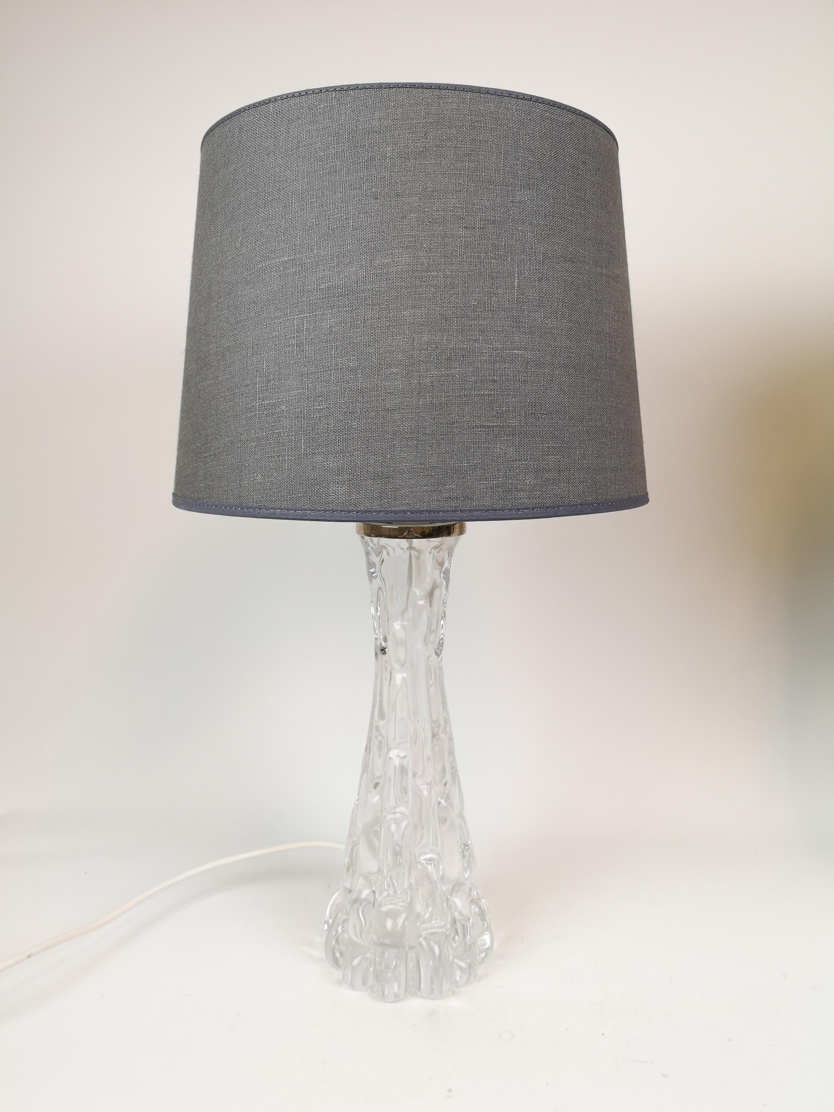 Swedish Midcentury Crystal Table Lamps Orrefors by Carl Fagerlund In Good Condition For Sale In Hillringsberg, SE