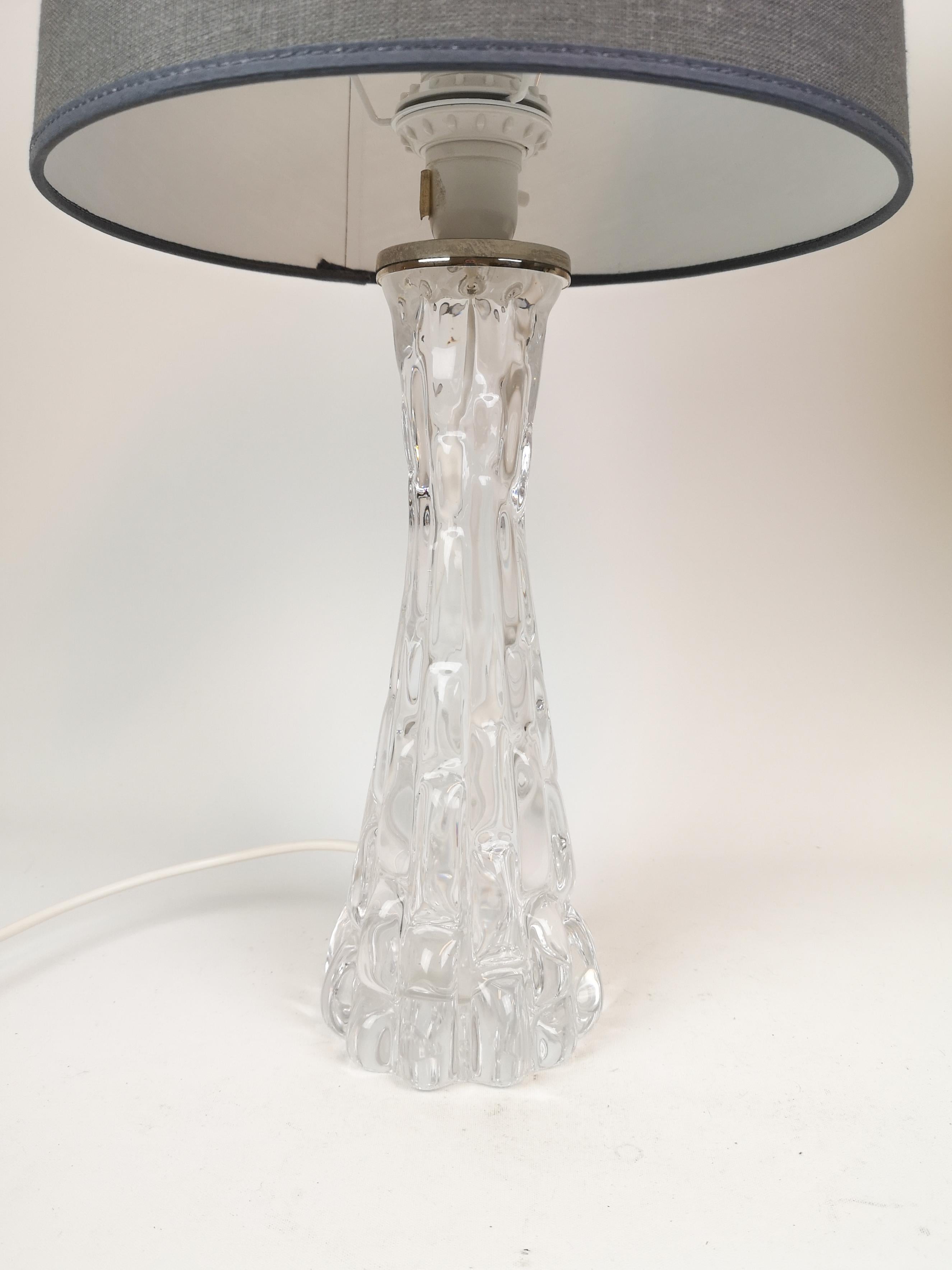 Mid-20th Century Swedish Midcentury Crystal Table Lamps Orrefors by Carl Fagerlund For Sale