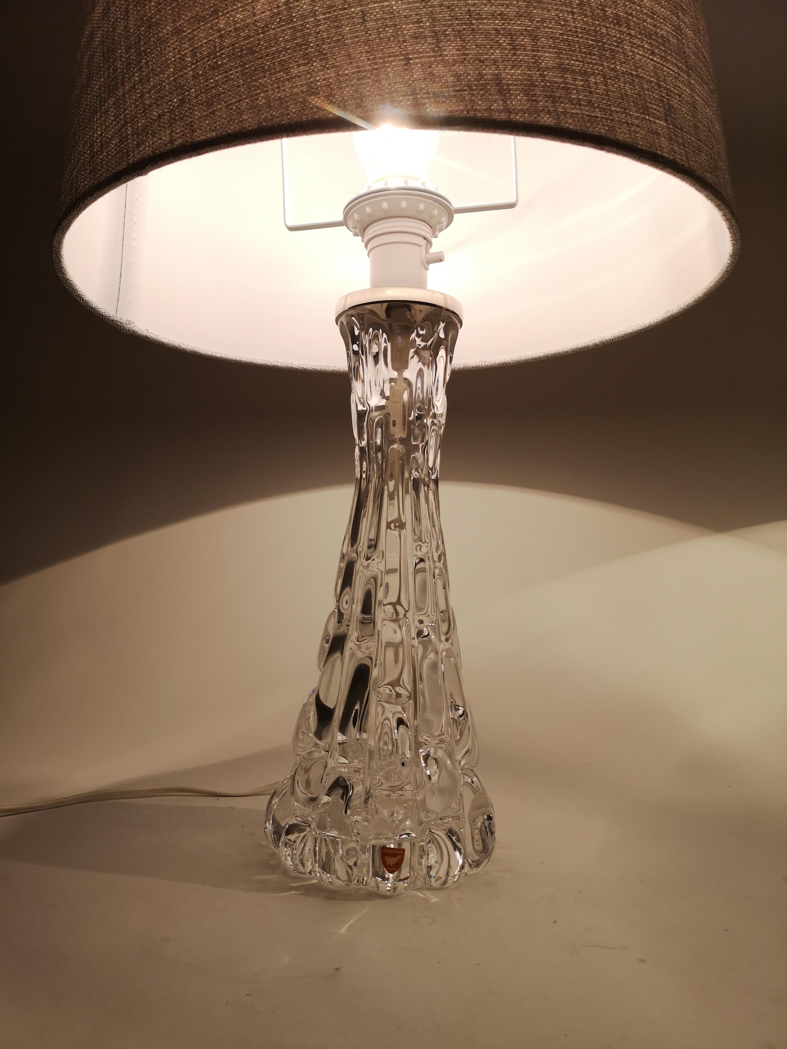 Swedish Midcentury Crystal Table Lamps Orrefors by Carl Fagerlund For Sale 2