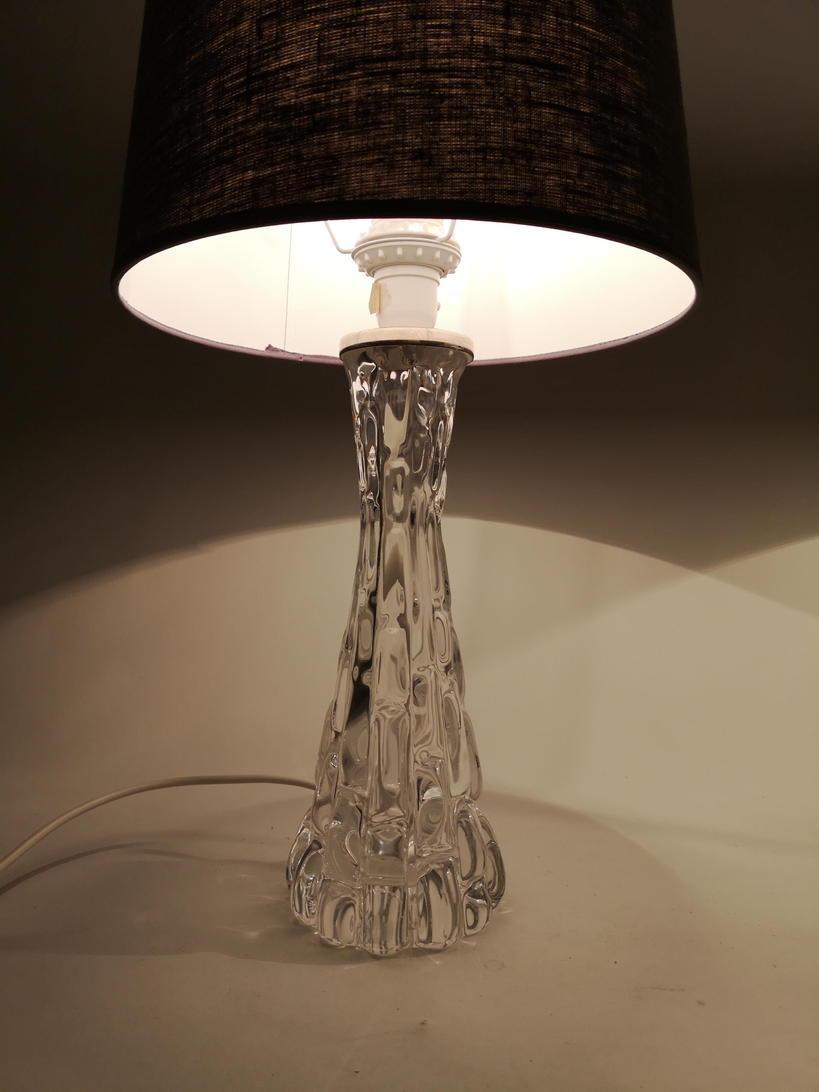Lampes de table suédoises en cristal du milieu du siècle Orrefors by Carl Fagerlund en vente 1