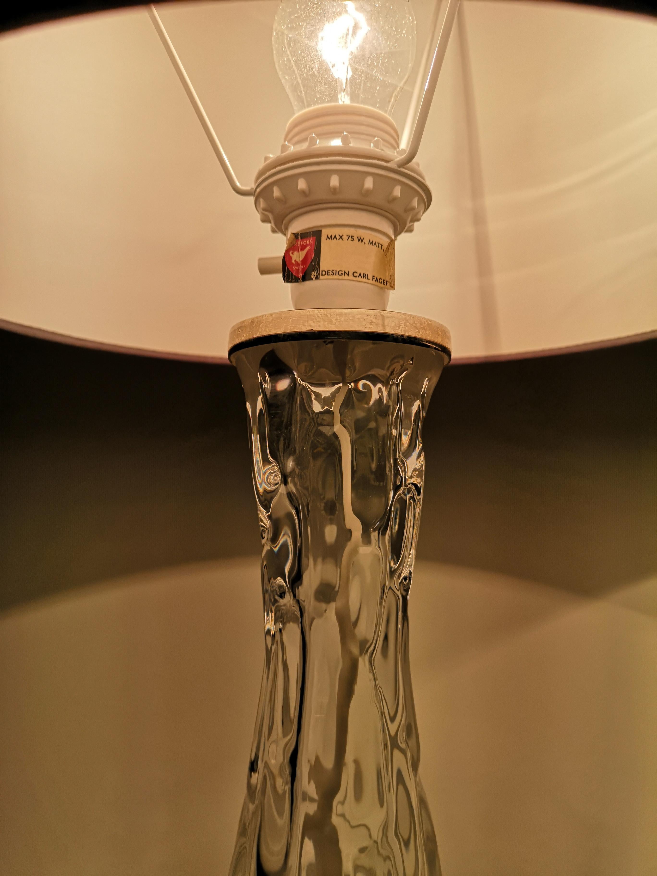 Lampes de table suédoises en cristal du milieu du siècle Orrefors by Carl Fagerlund en vente 2