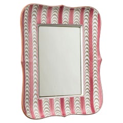Swedish Midcentury Faience Wall Mirror by Stig Lindberg for Gustavsberg, 1940s