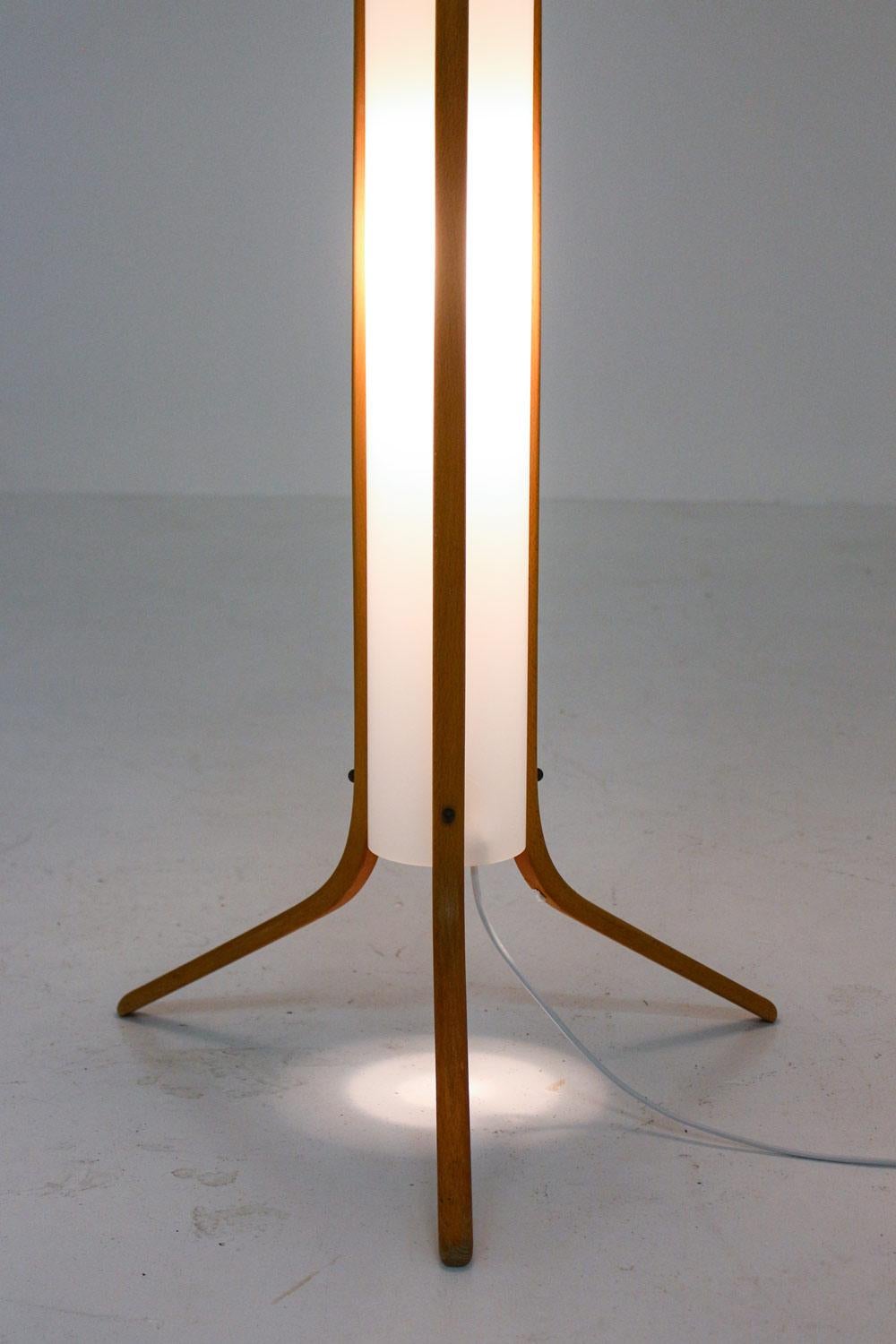 Swedish Midcentury Floor Lamp in Acrylic and Beech by Eskilstuna, 1960s For Sale 2