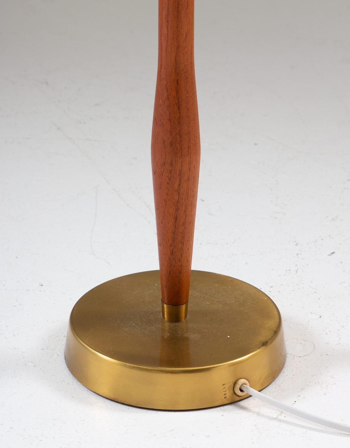 20th Century Swedish Midcentury Floor Lamp in Brass and Teak by ASEA, 1950s