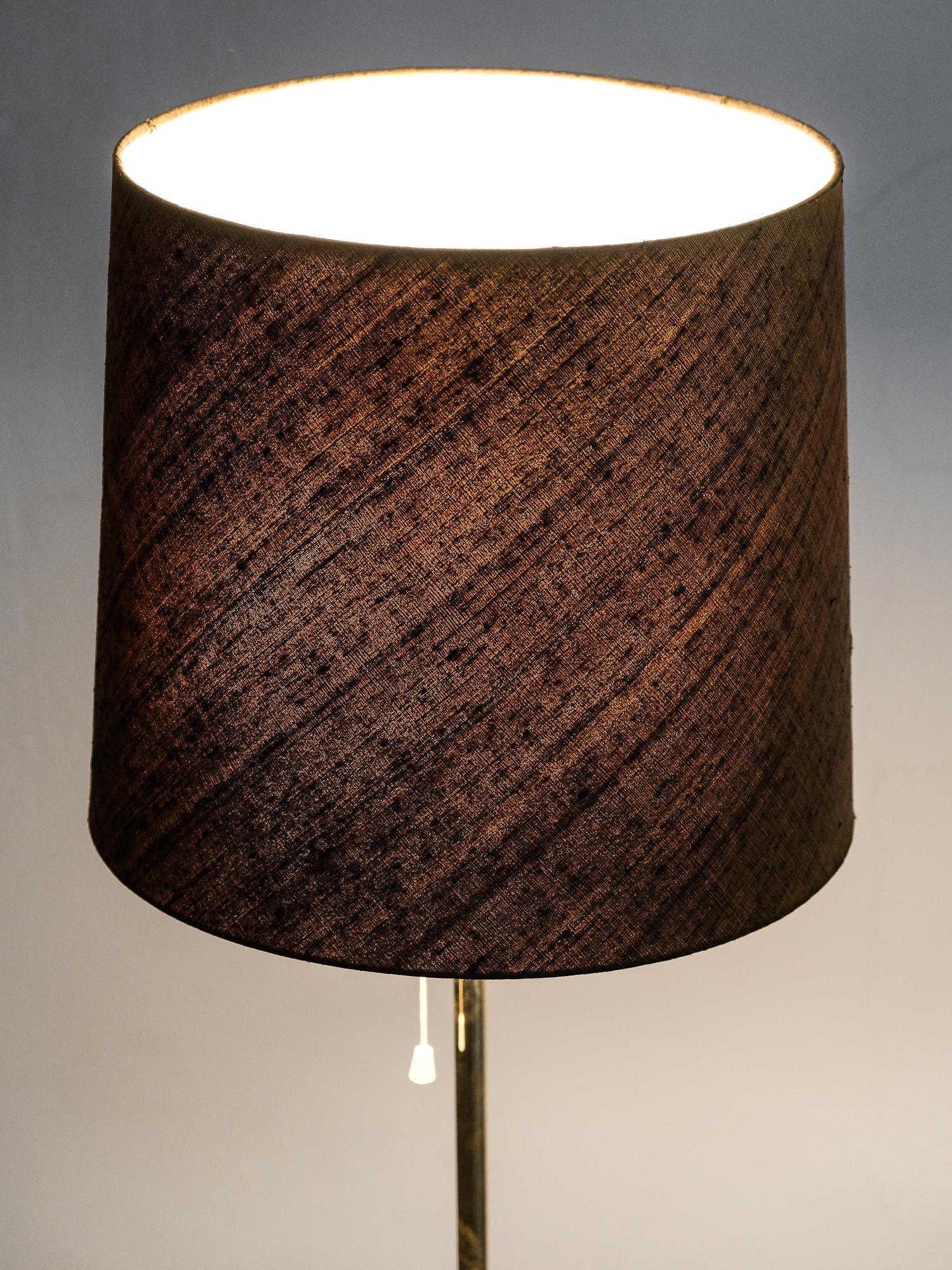 Swedish Midcentury Glass Base Brass Floor Lamp by Falkenbergs Belysning 5
