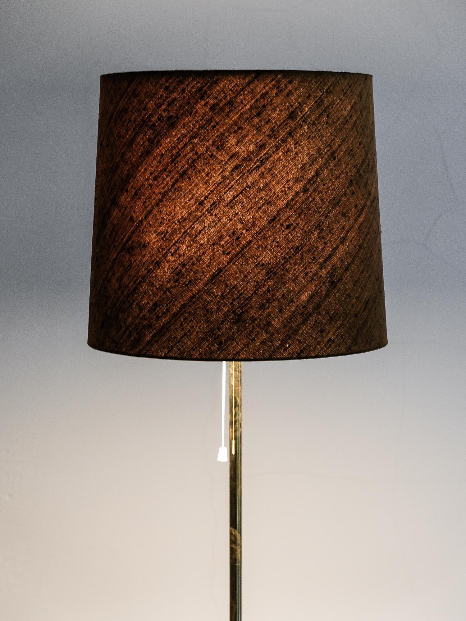 Swedish Midcentury Glass Base Brass Floor Lamp by Falkenbergs Belysning 4