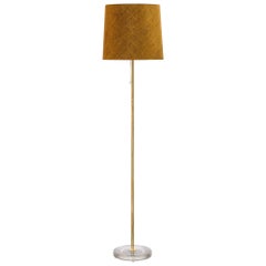 Swedish Midcentury Glass Base Brass Floor Lamp by Falkenbergs Belysning