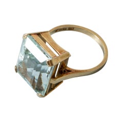 Swedish Midcentury Gold and Aquamarine Ring, Sweden, 1949