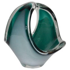 Swedish Mid-Century Modern Green Art Glass Centerpiece By Flygsfors