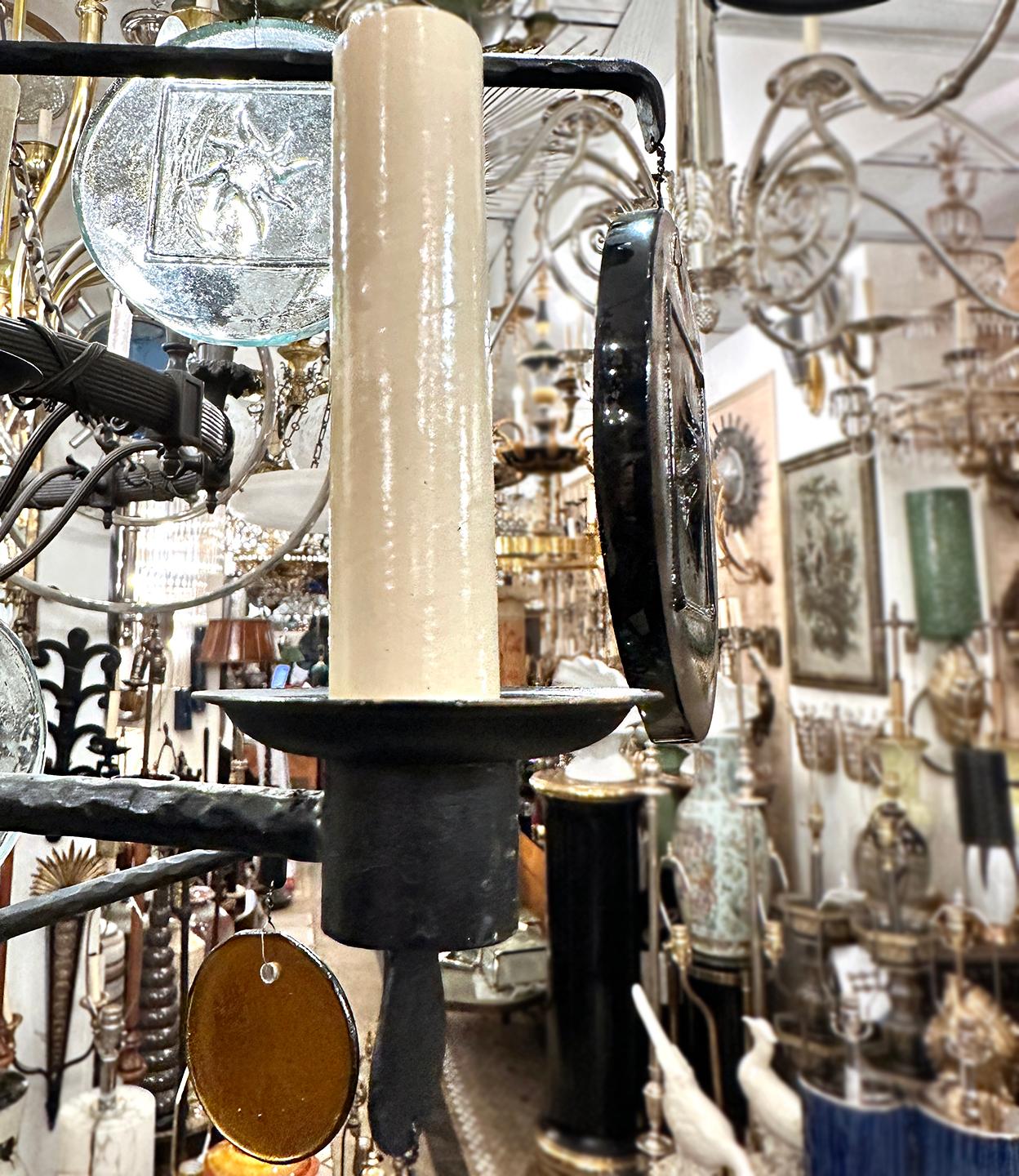 Swedish Midcentury Iron Chandelier For Sale 1