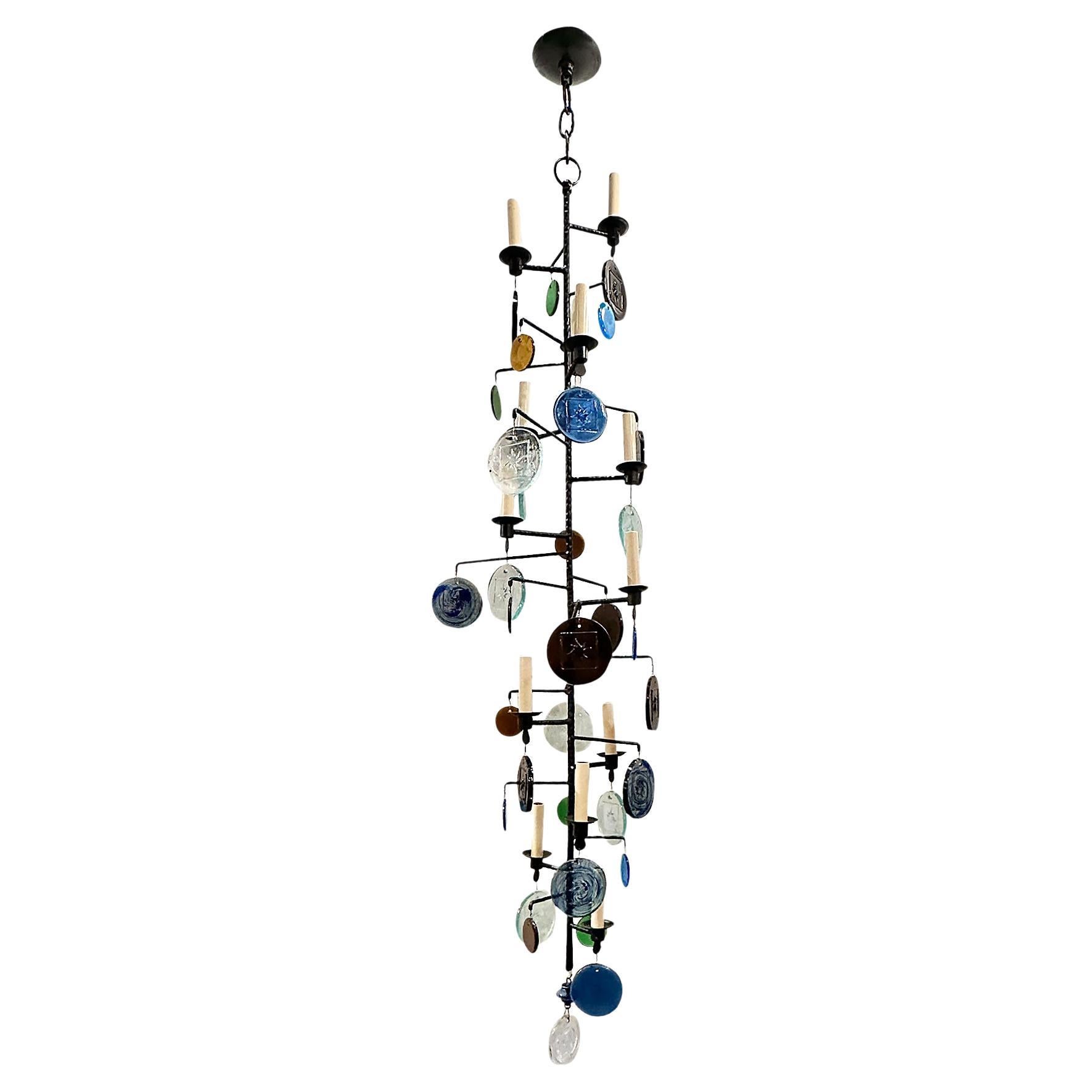 Swedish Midcentury Iron Chandelier