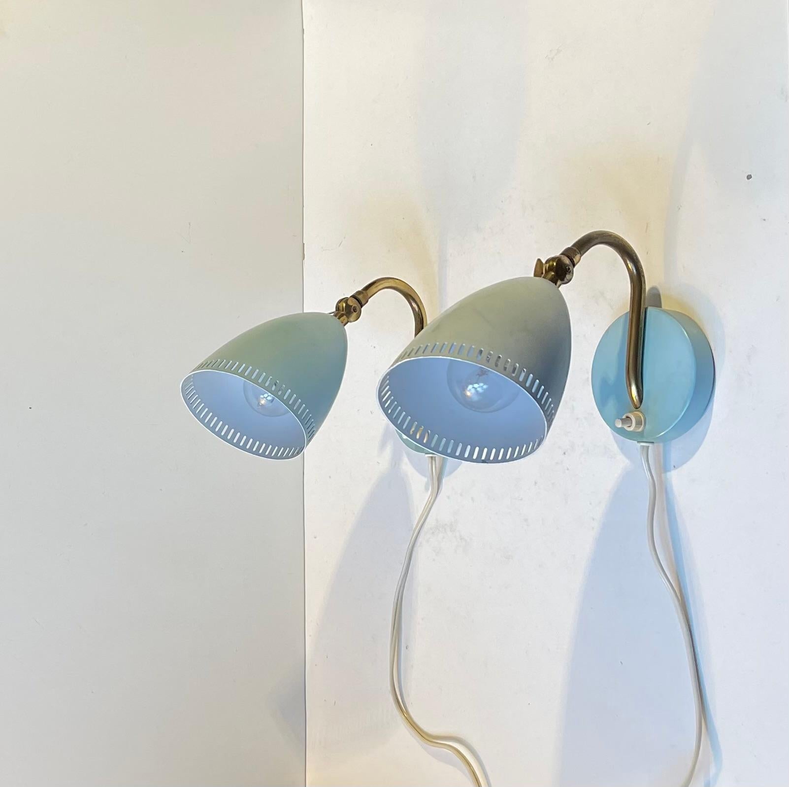 Schwedische Wandlampen aus Aluminium und Messing aus der Mitte des Jahrhunderts, 1950er Jahre (Moderne der Mitte des Jahrhunderts) im Angebot