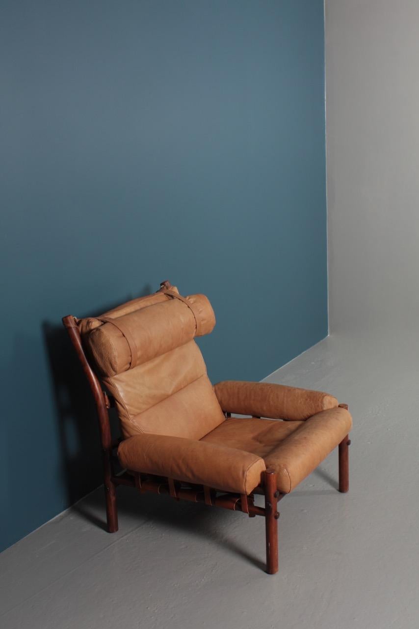Swedish Midcentury Lounge Chair in Patinated Leather by Arne Norell 5