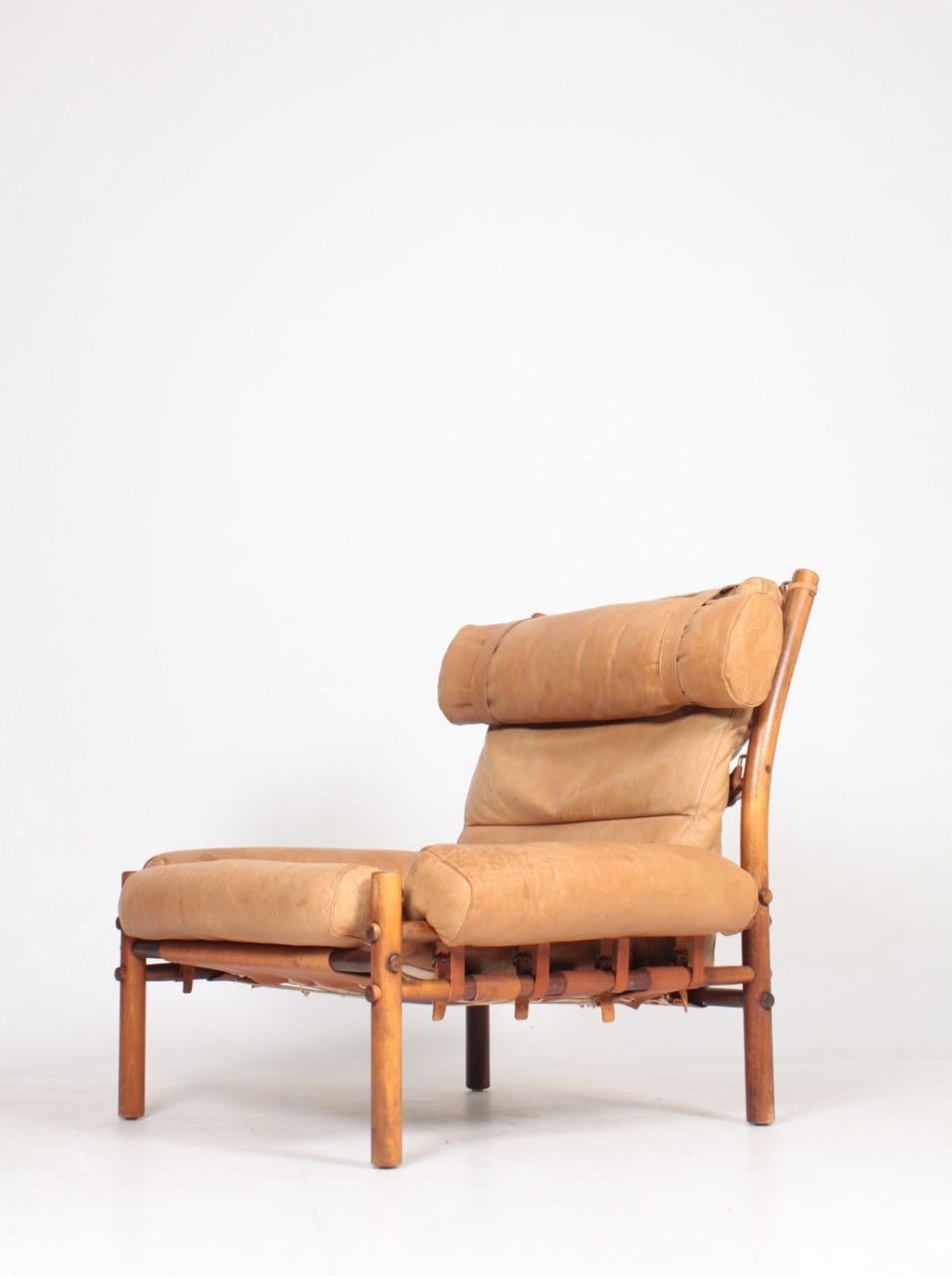 Swedish Midcentury Lounge Chair in Patinated Leather by Arne Norell In Good Condition In Lejre, DK