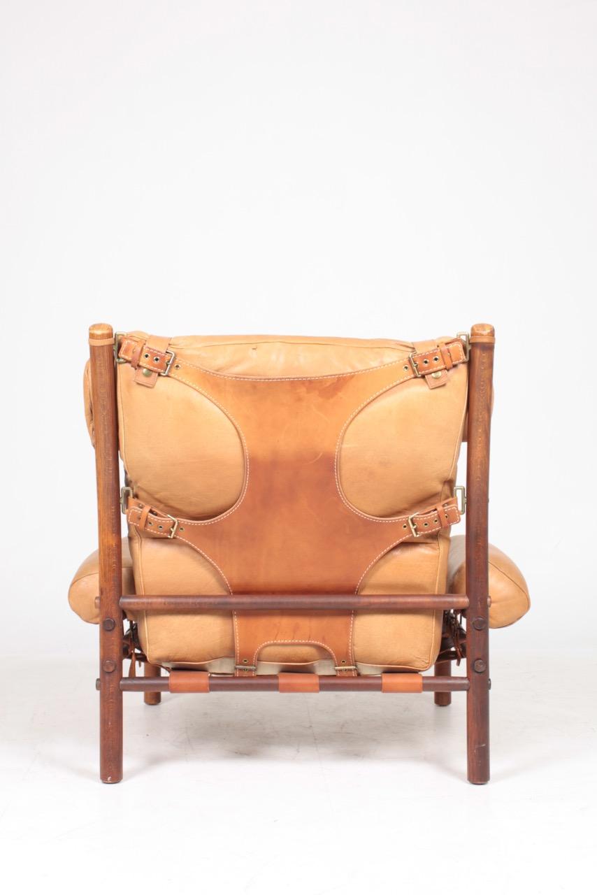 Swedish Midcentury Lounge Chair in Patinated Leather by Arne Norell 2