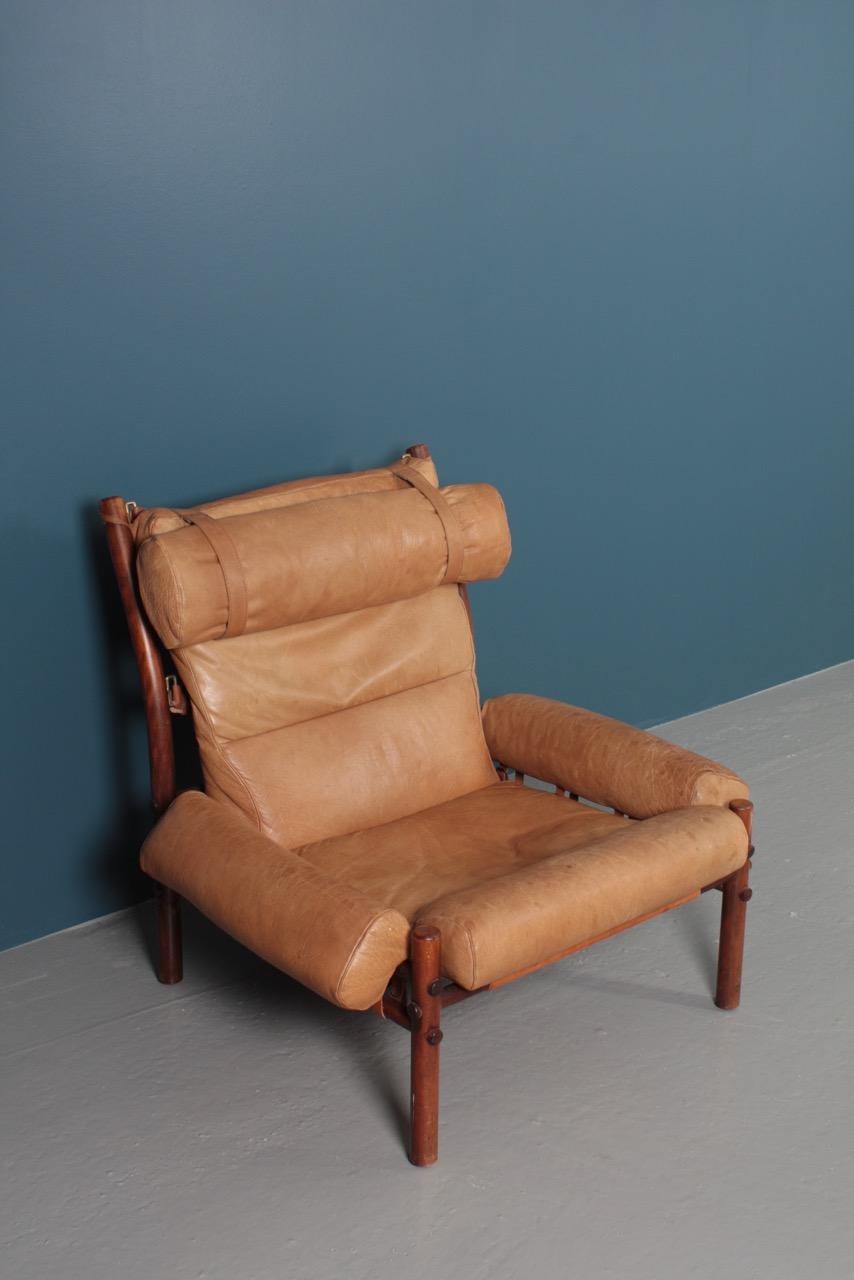 Swedish Midcentury Lounge Chair in Patinated Leather by Arne Norell 4