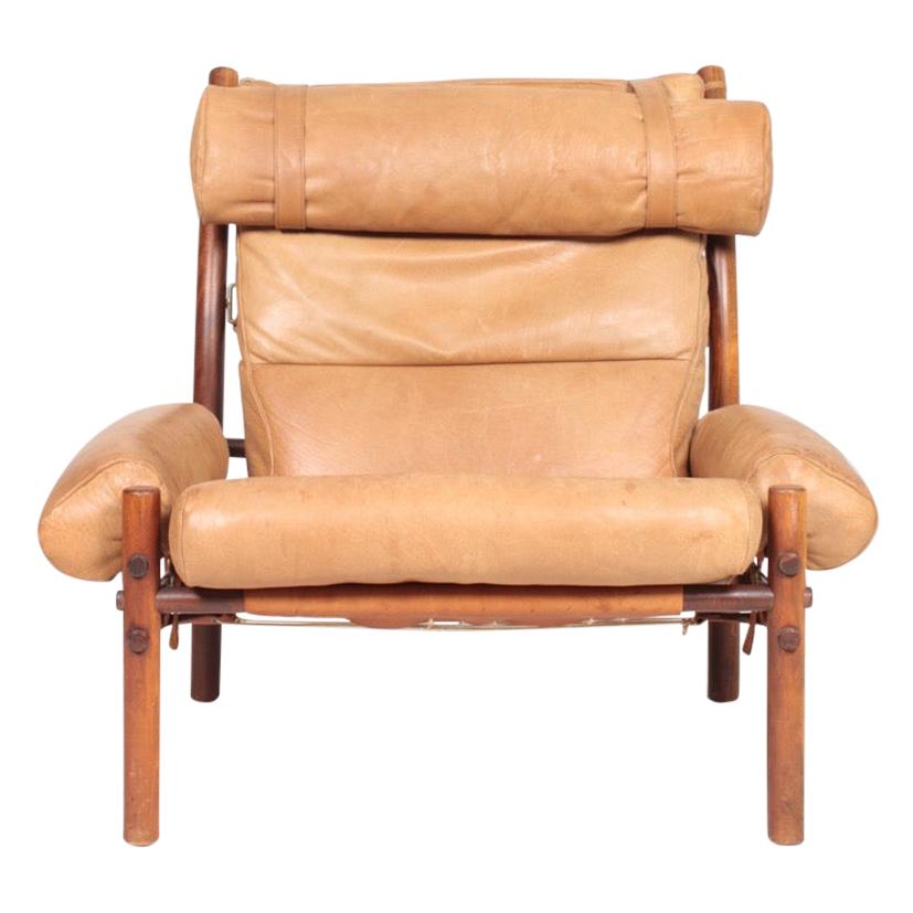 Swedish Midcentury Lounge Chair in Patinated Leather by Arne Norell