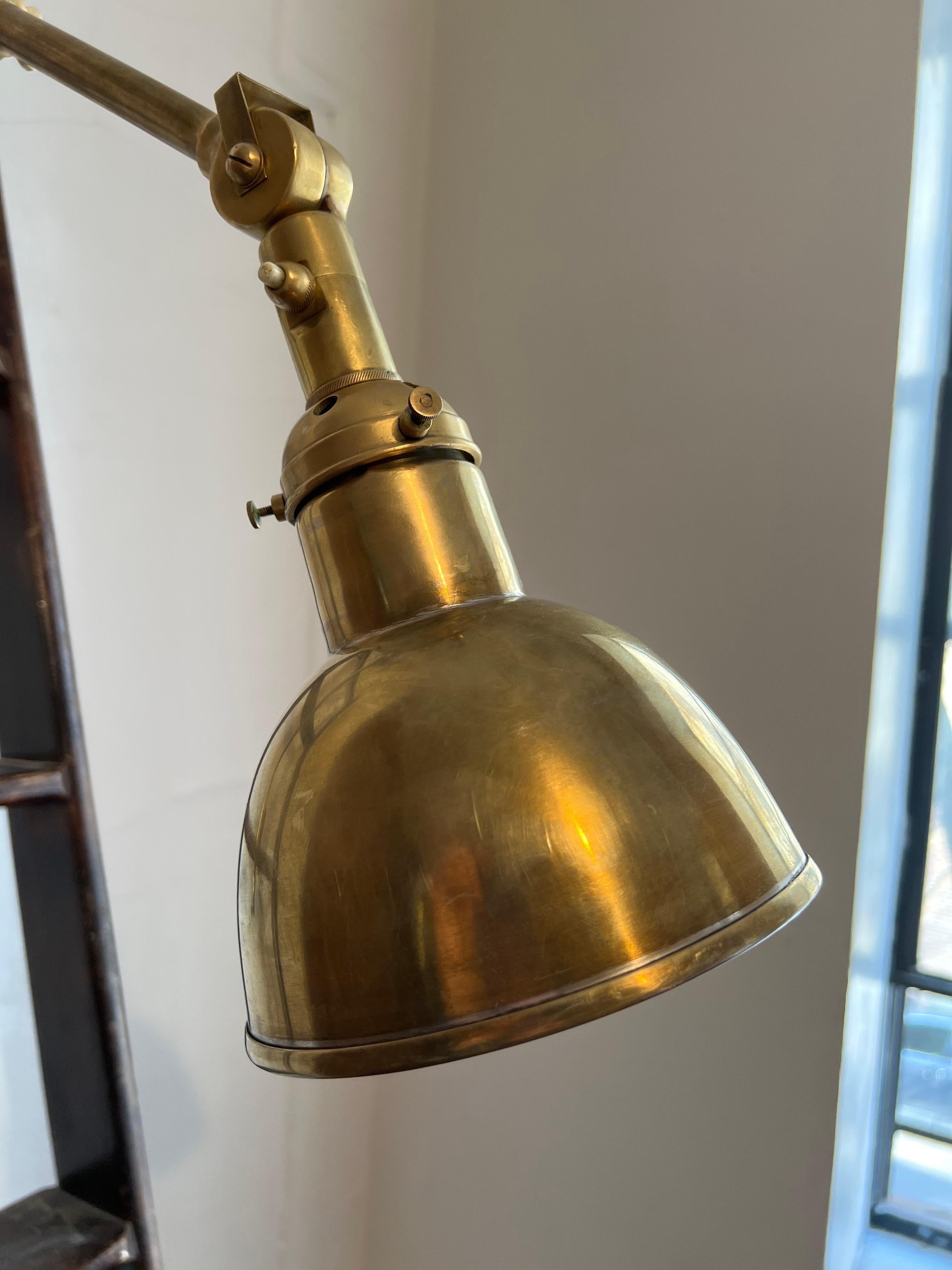 Swedish Midcentury Marine Brass Clamp Lamp and Floor Lamp Sculpture For Sale 3