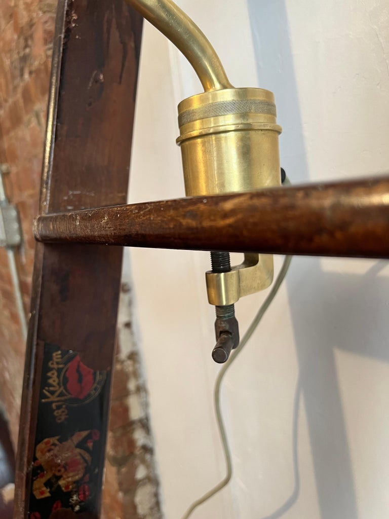 Swedish Midcentury Marine Brass Clamp Lamp and Floor Lamp Sculpture For