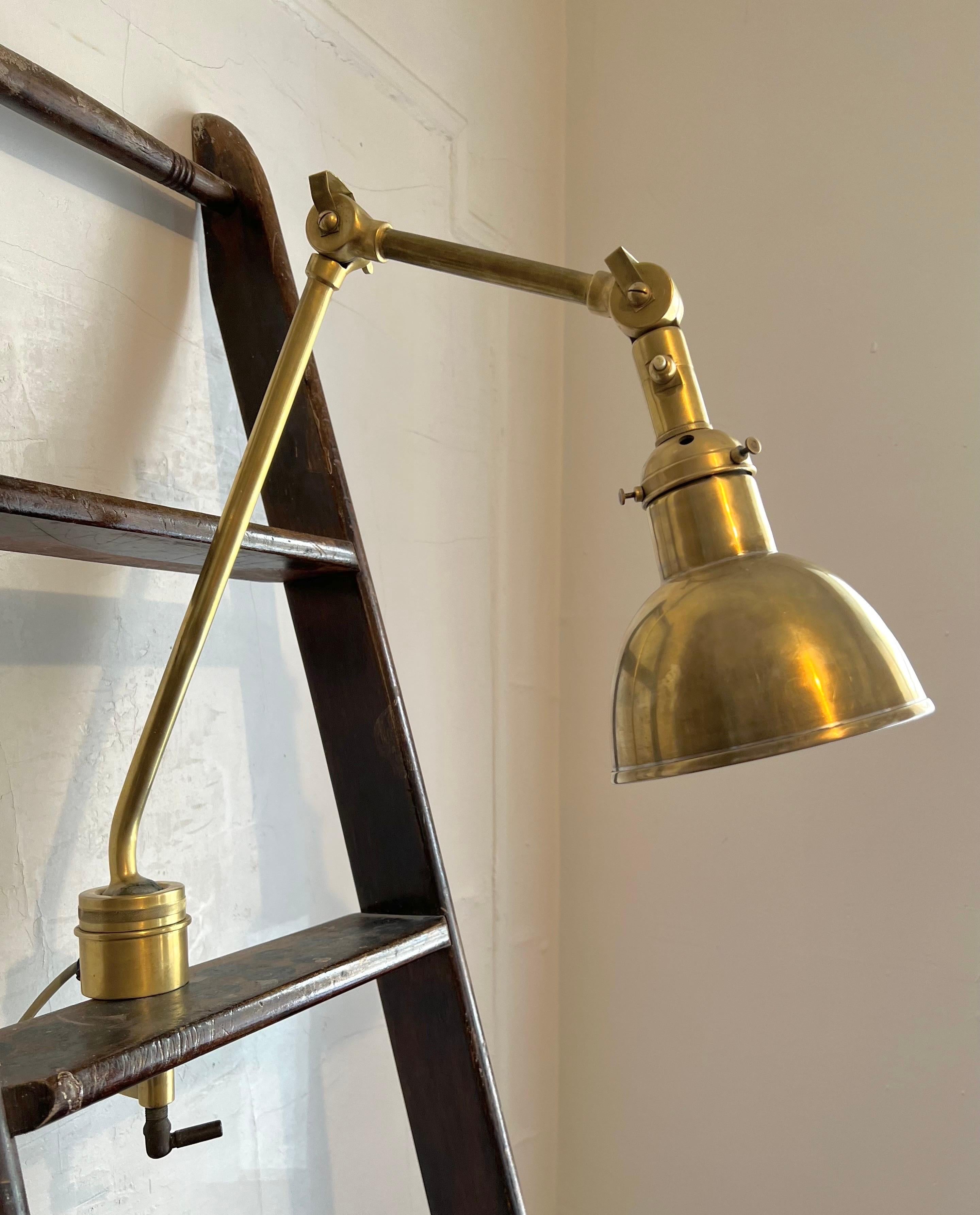Mid-Century Modern Swedish Midcentury Marine Brass Clamp Lamp and Floor Lamp Sculpture For Sale
