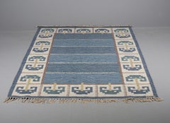 Swedish Midcentury modern Anna Greta Sjökvist Flat Wool Rug