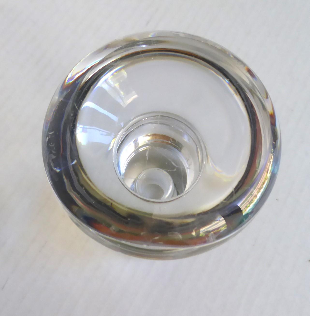 Swedish MidCentury Modern Pair Crystal Candleholders Attributed Orrefors 1930s For Sale 5
