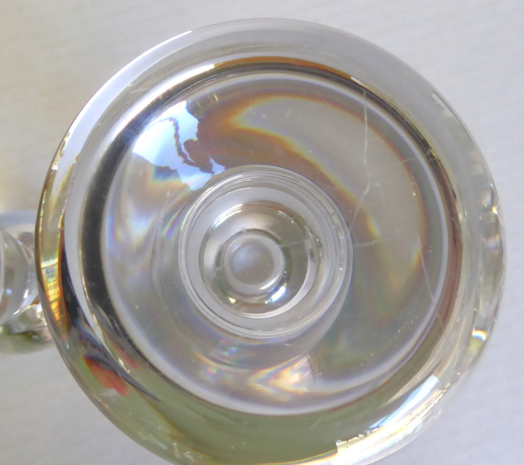 Swedish MidCentury Modern Pair Crystal Candleholders Attributed Orrefors 1930s For Sale 2