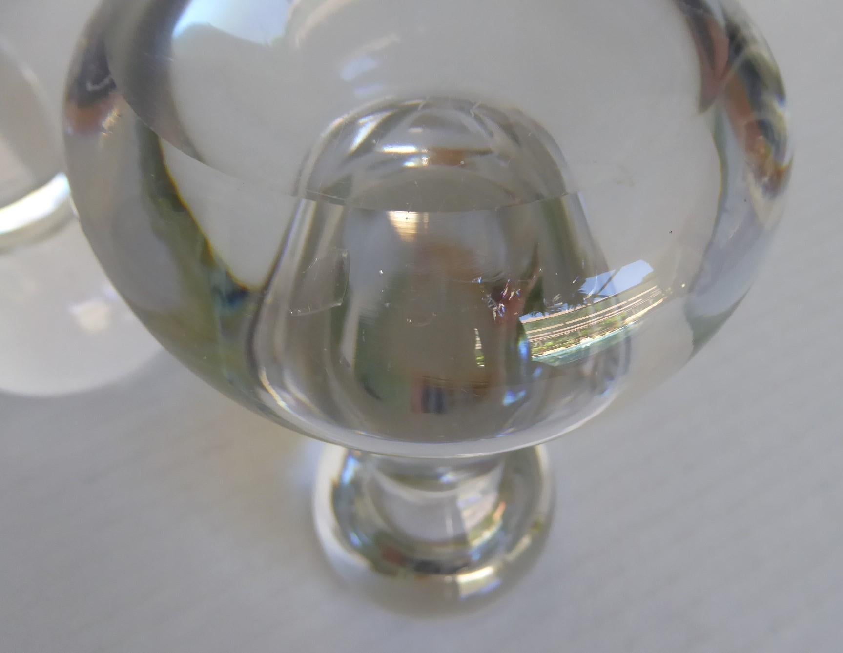 Swedish MidCentury Modern Pair Crystal Candleholders Attributed Orrefors 1930s For Sale 3