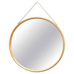 Specchio da parete rotondo svedese del Medioevo in Oak Uno & Osten Kristiansson