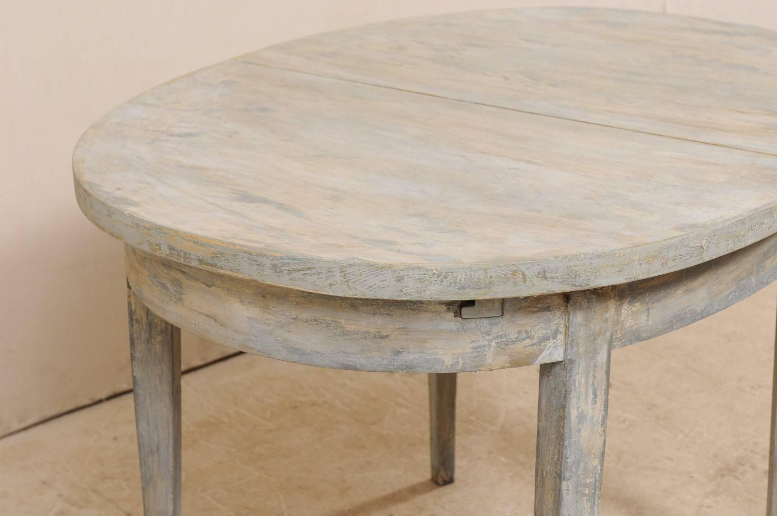 Swedish Midcentury Painted Wood Oval Occasional Table in Soft Blue-Grey 5