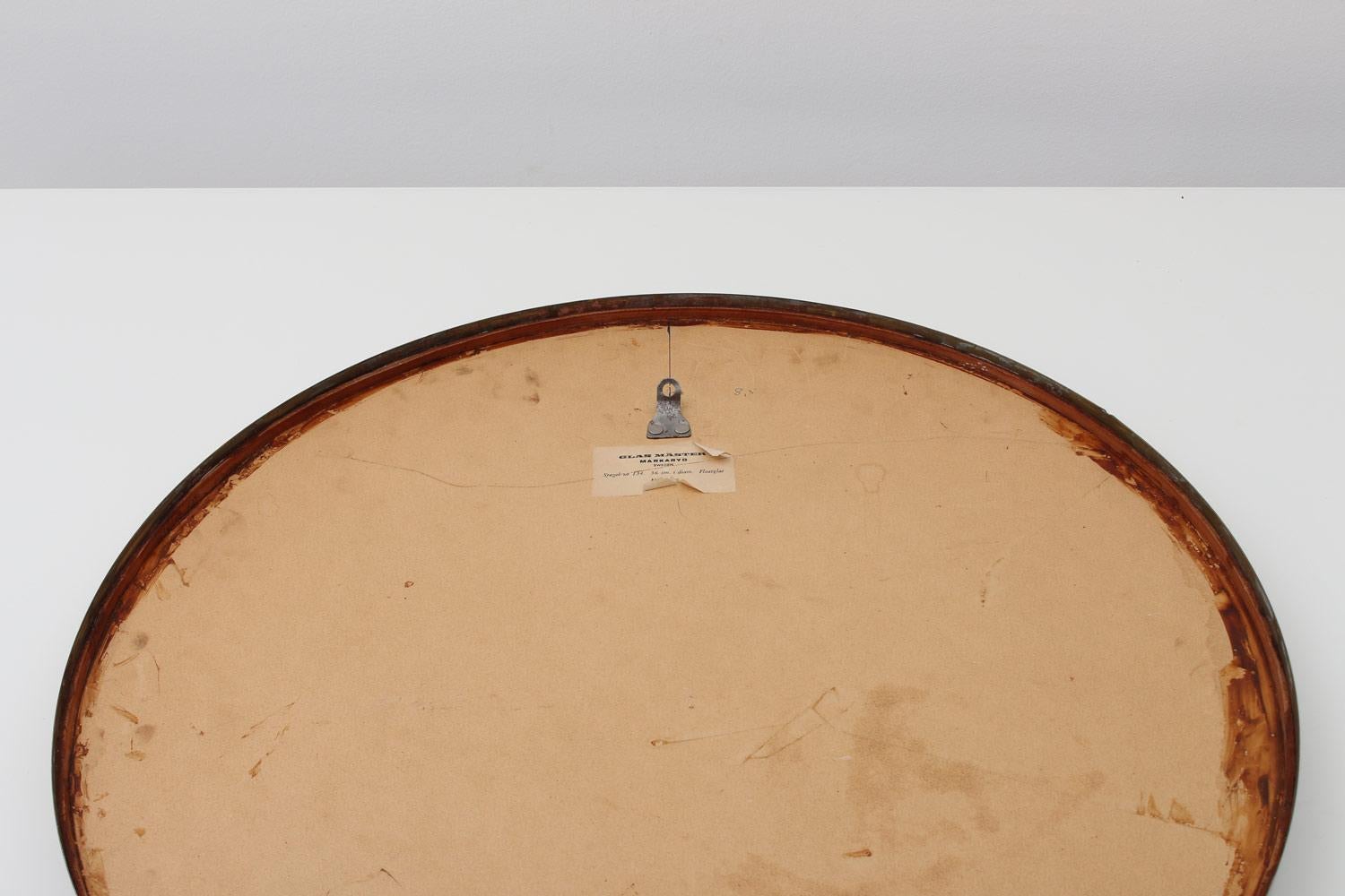 Swedish Midcentury Round Brass Mirror by Glasmäster Markaryd For Sale 3