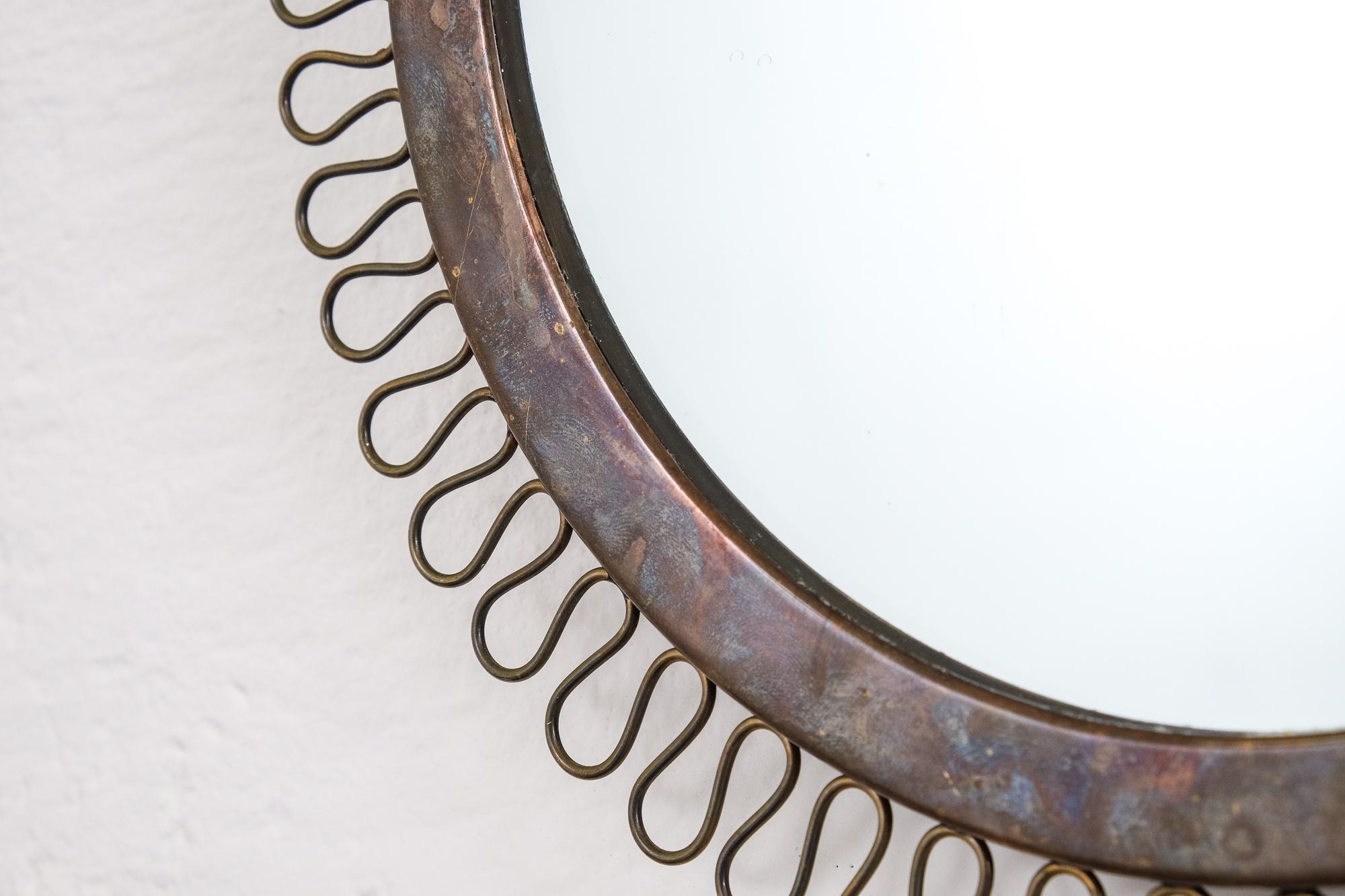 Scandinavian Modern Swedish Midcentury Round Brass Mirror