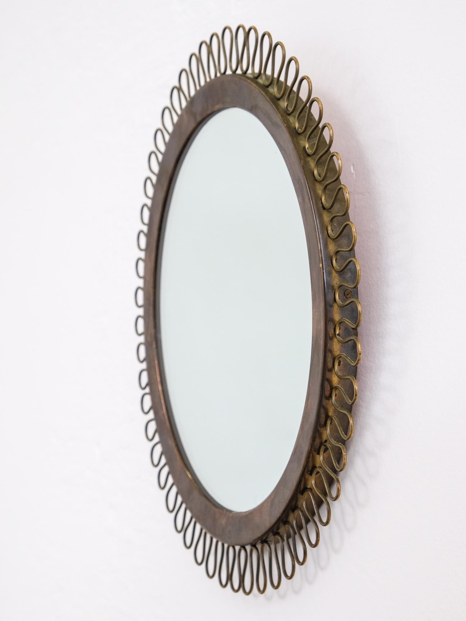 Mid-20th Century Swedish Midcentury Round Brass Mirror