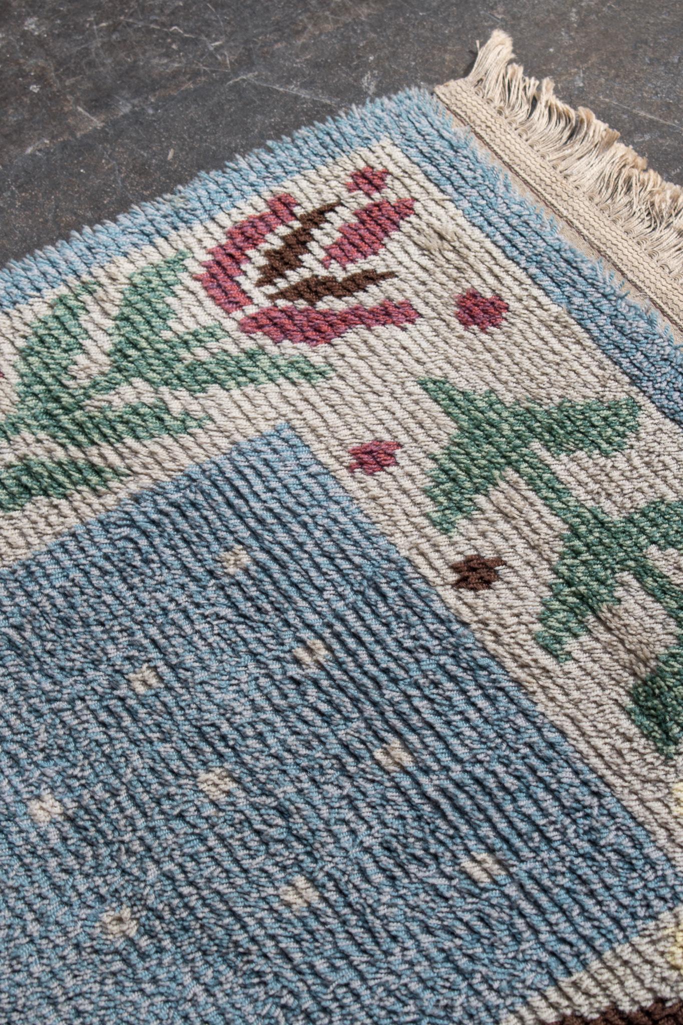Schwedischer Rya Shag-Teppich aus der Mitte des Jahrhunderts, skandinavisch-modern (Handgeknüpft) im Angebot