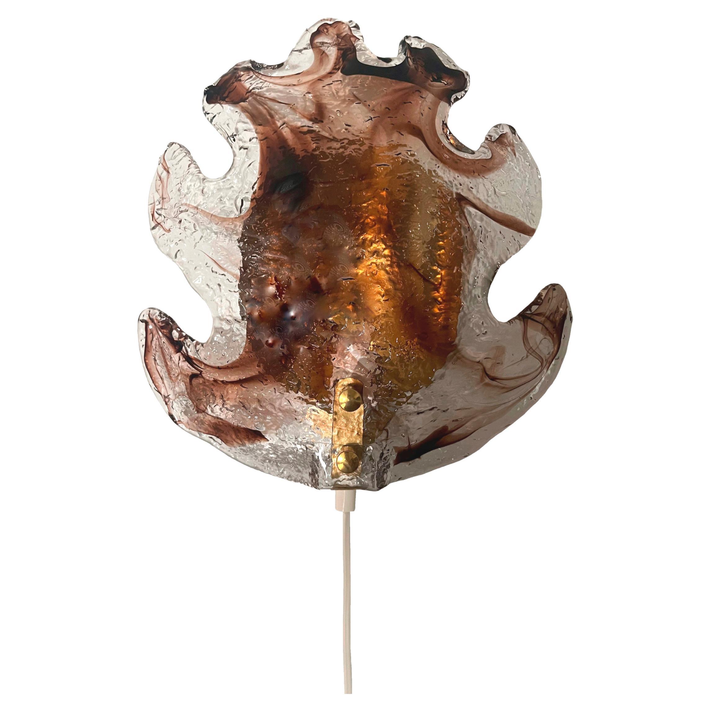 Swedish Mid-Century Single Smoke Glass Wall Sconce by Fåglavik, 1970s For Sale