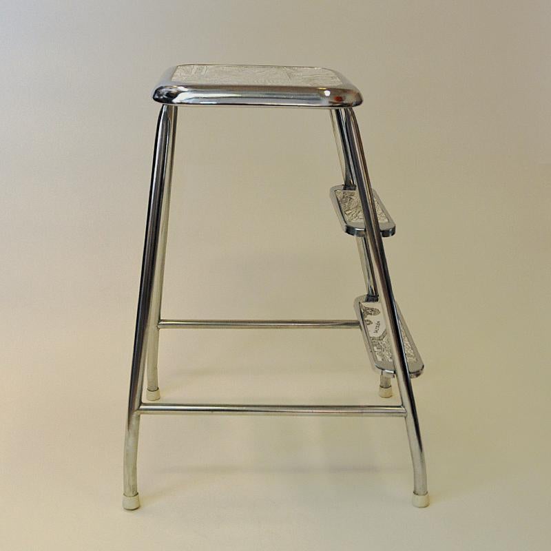 Swedish Mid-Century Step Stool of Chromed Steel by Awab, 1950s In Good Condition In Stockholm, SE