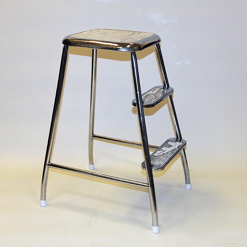 Mid-20th Century Swedish midcentury step stool Stockholm of chromed steel by Awab 1950s