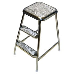 Retro Swedish midcentury step stool Stockholm of chromed steel by Awab 1950s