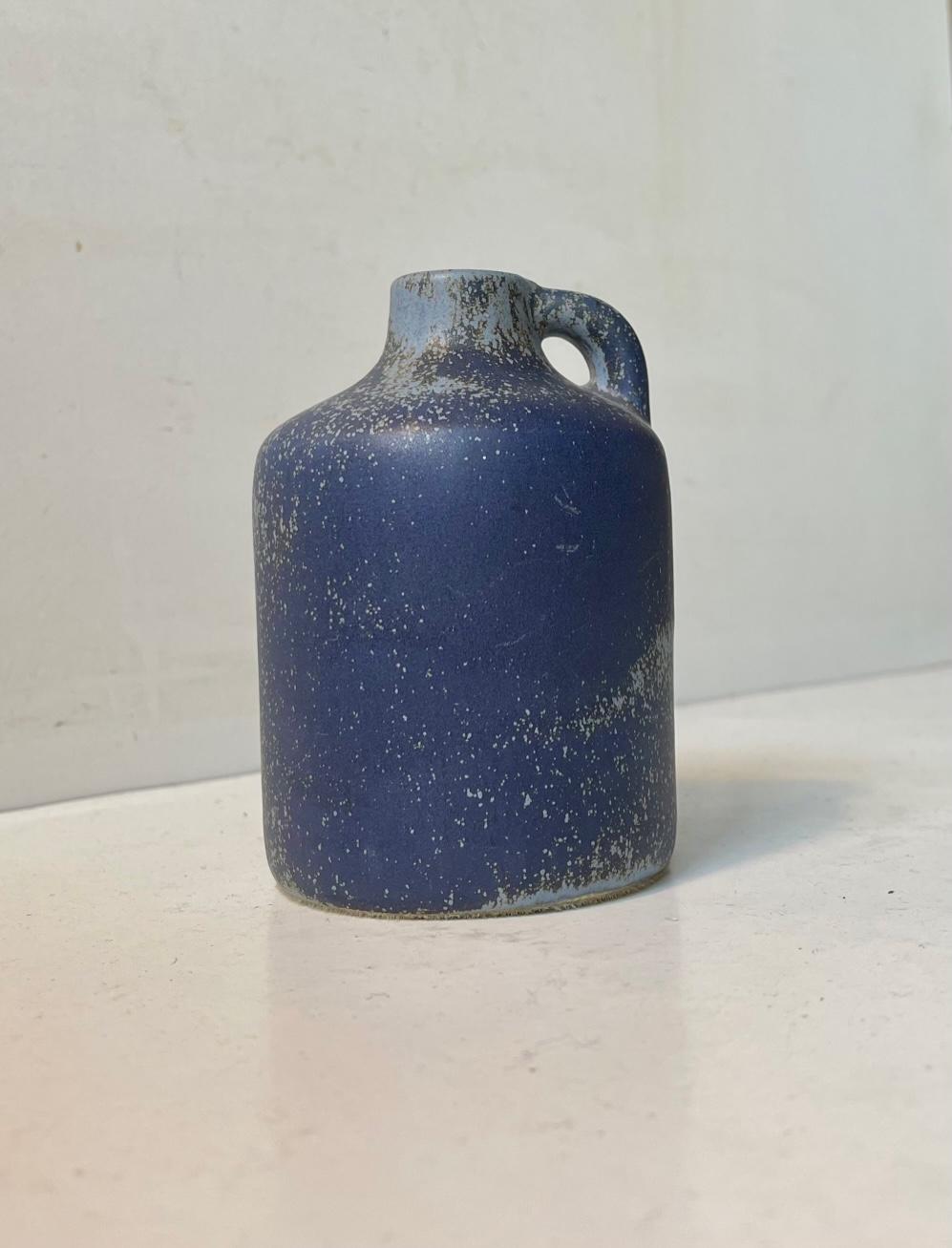 Scandinavian Modern Swedish Midcentury Stoneware Vase with Speckled Blue Glaze, 1960s