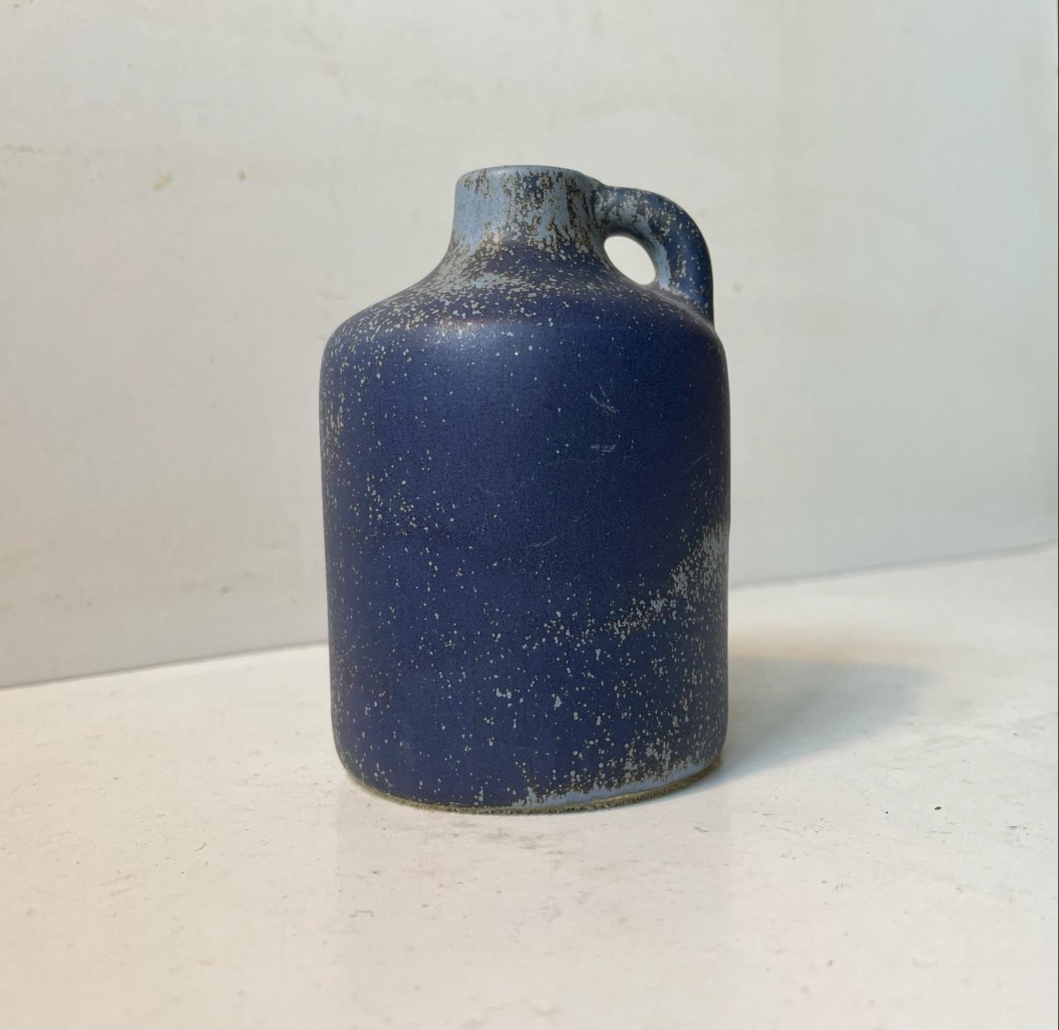 Swedish Midcentury Stoneware Vase with Speckled Blue Glaze, 1960s In Good Condition In Esbjerg, DK