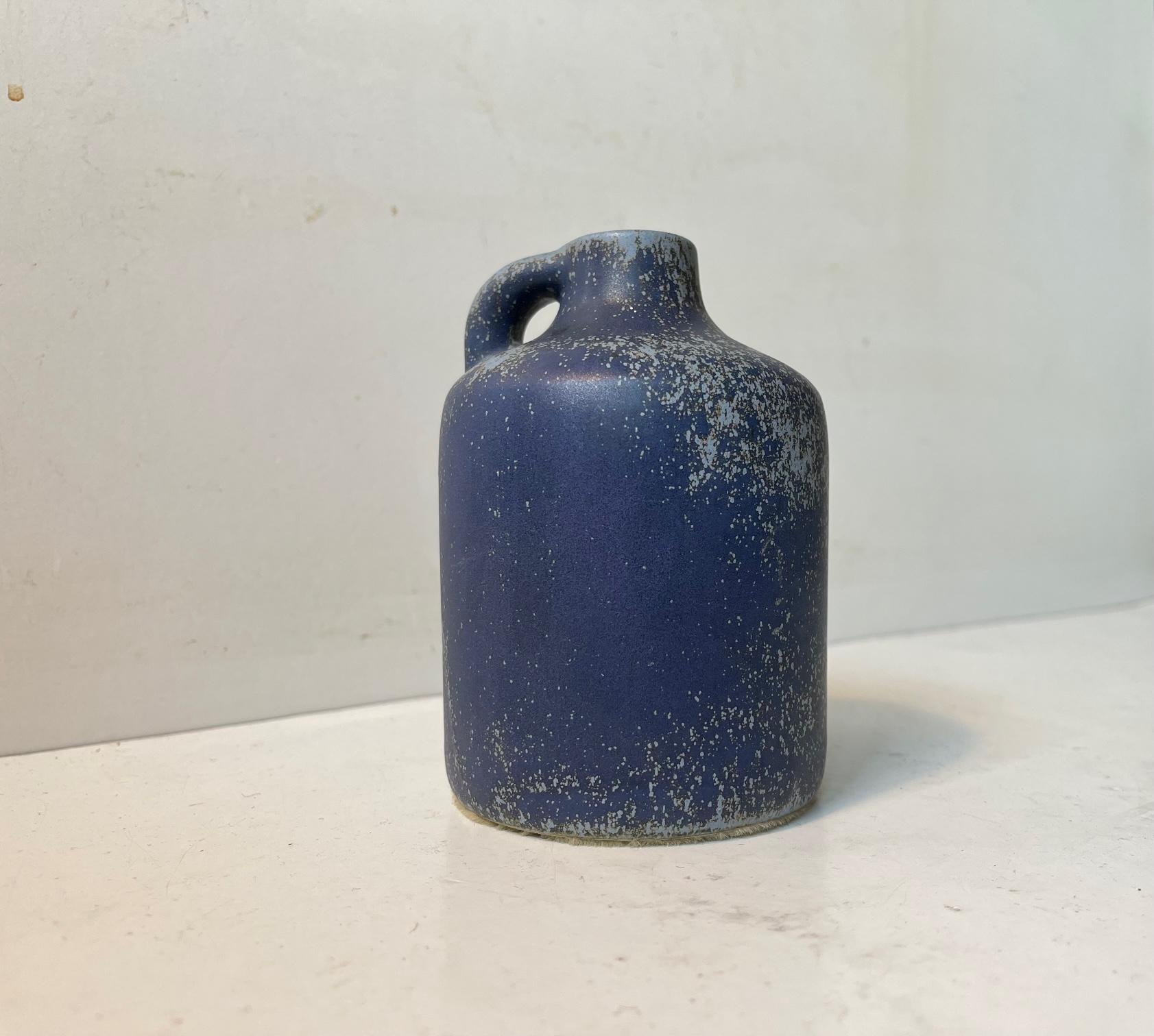 Mid-20th Century Swedish Midcentury Stoneware Vase with Speckled Blue Glaze, 1960s