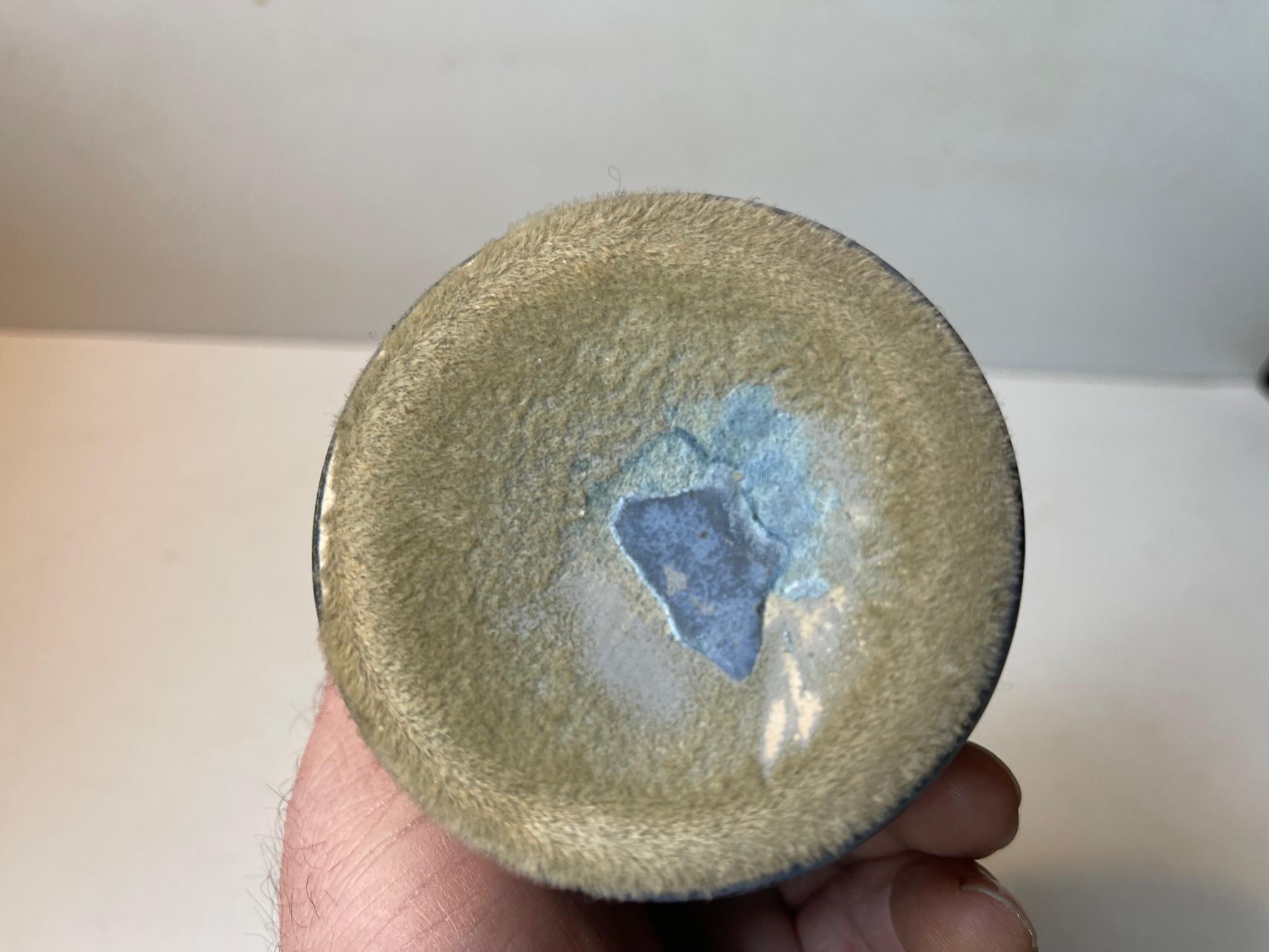 Swedish Midcentury Stoneware Vase with Speckled Blue Glaze, 1960s 1