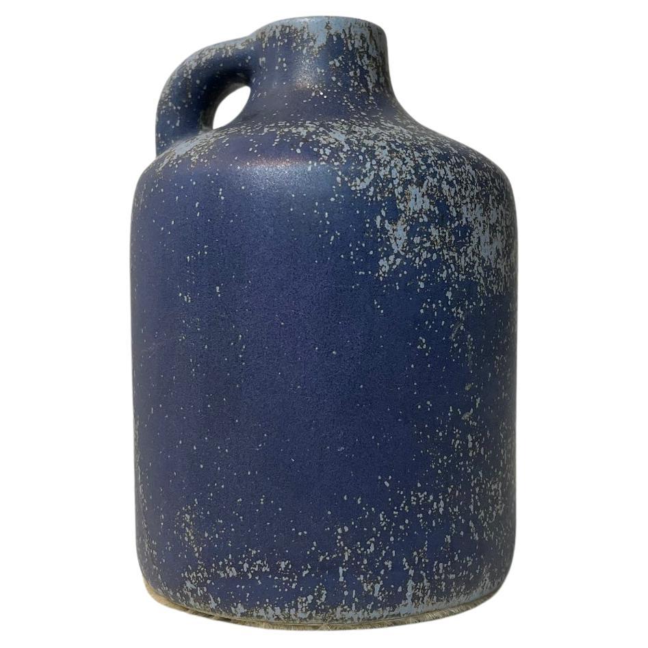 Swedish Midcentury Stoneware Vase with Speckled Blue Glaze, 1960s