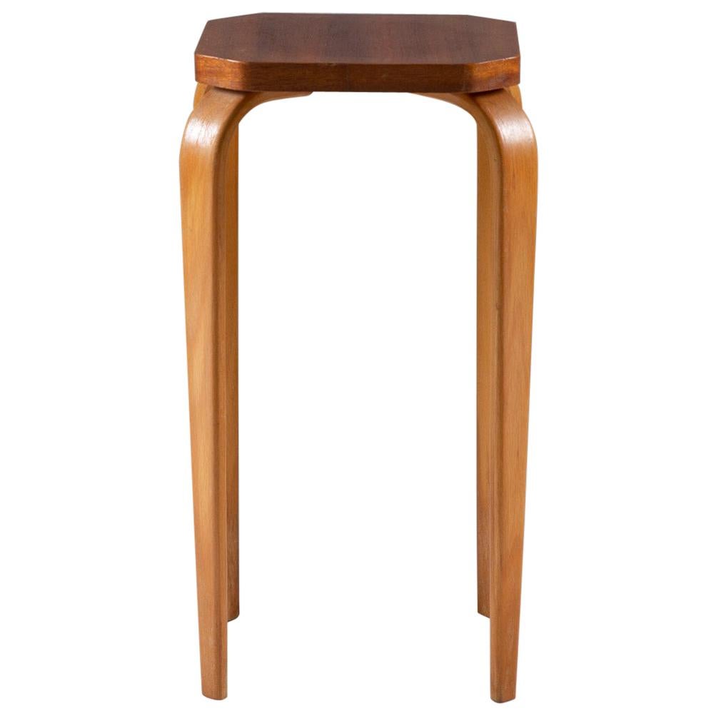 Swedish Midcentury Stool in Mahogany and Beech For Sale