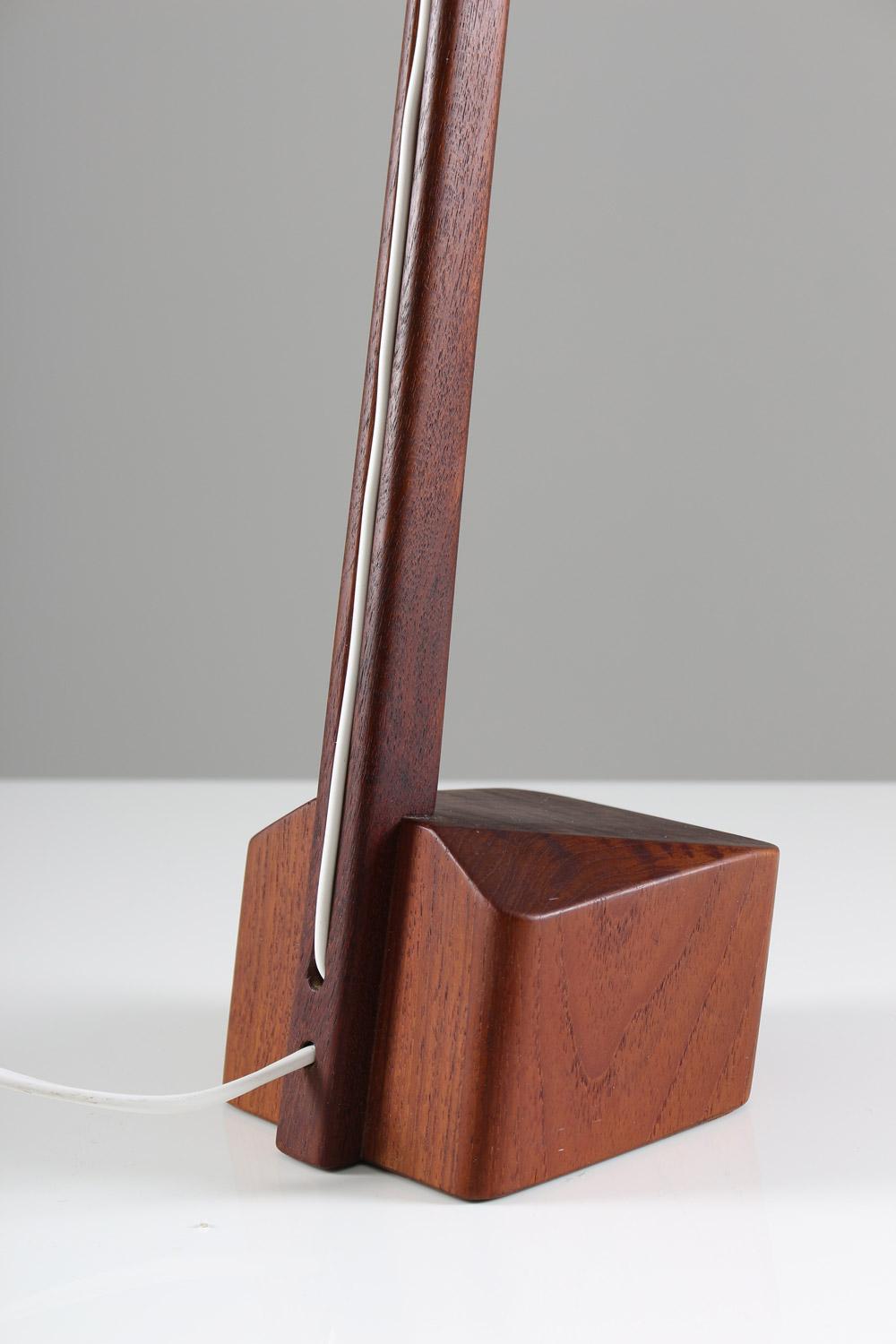 Brass Swedish Midcentury Table Lamp in Acrylic and Teak, 1950s
