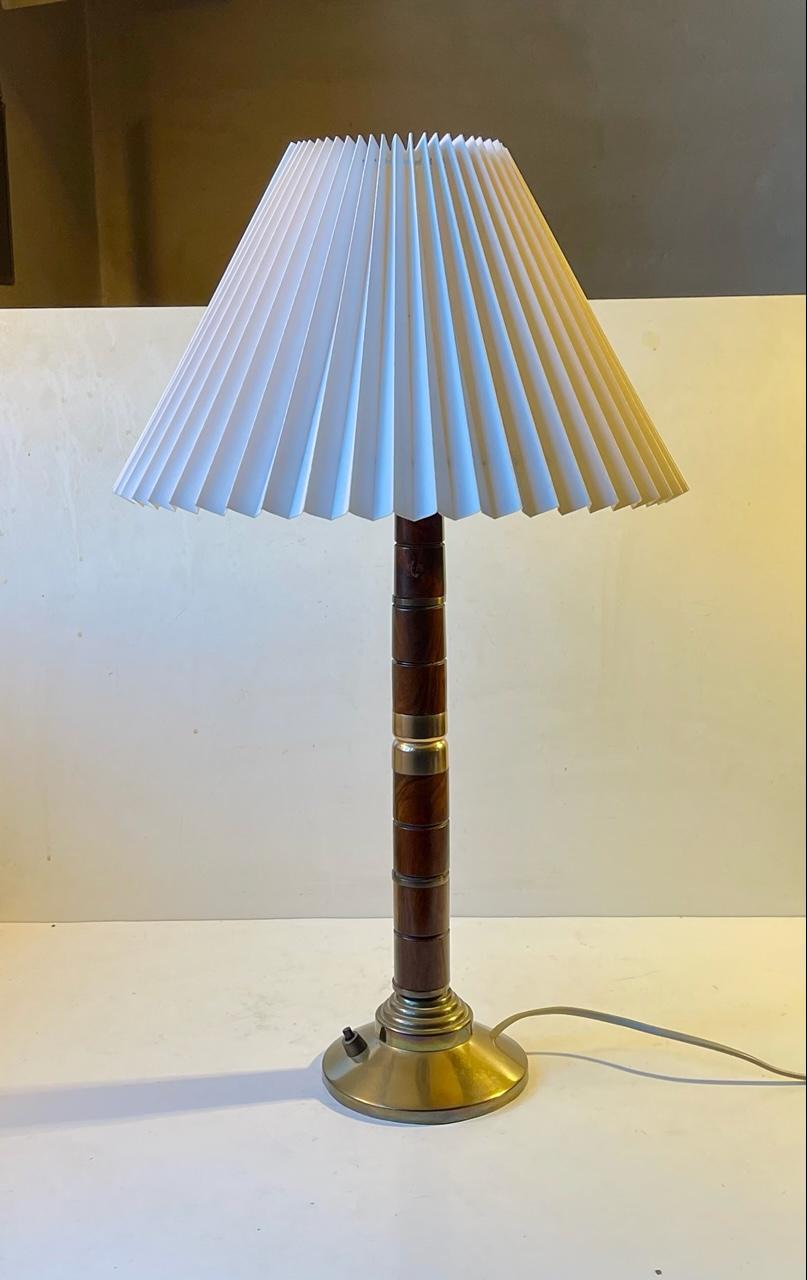 Mid-Century Modern Swedish Midcentury Table Lamp in Brass and Mahogany, 1960s For Sale