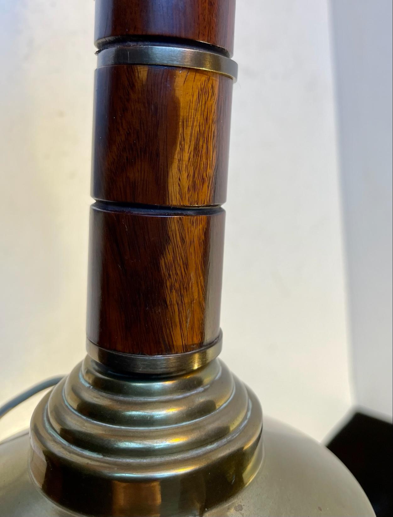 Mid-20th Century Swedish Midcentury Table Lamp in Brass and Mahogany, 1960s For Sale