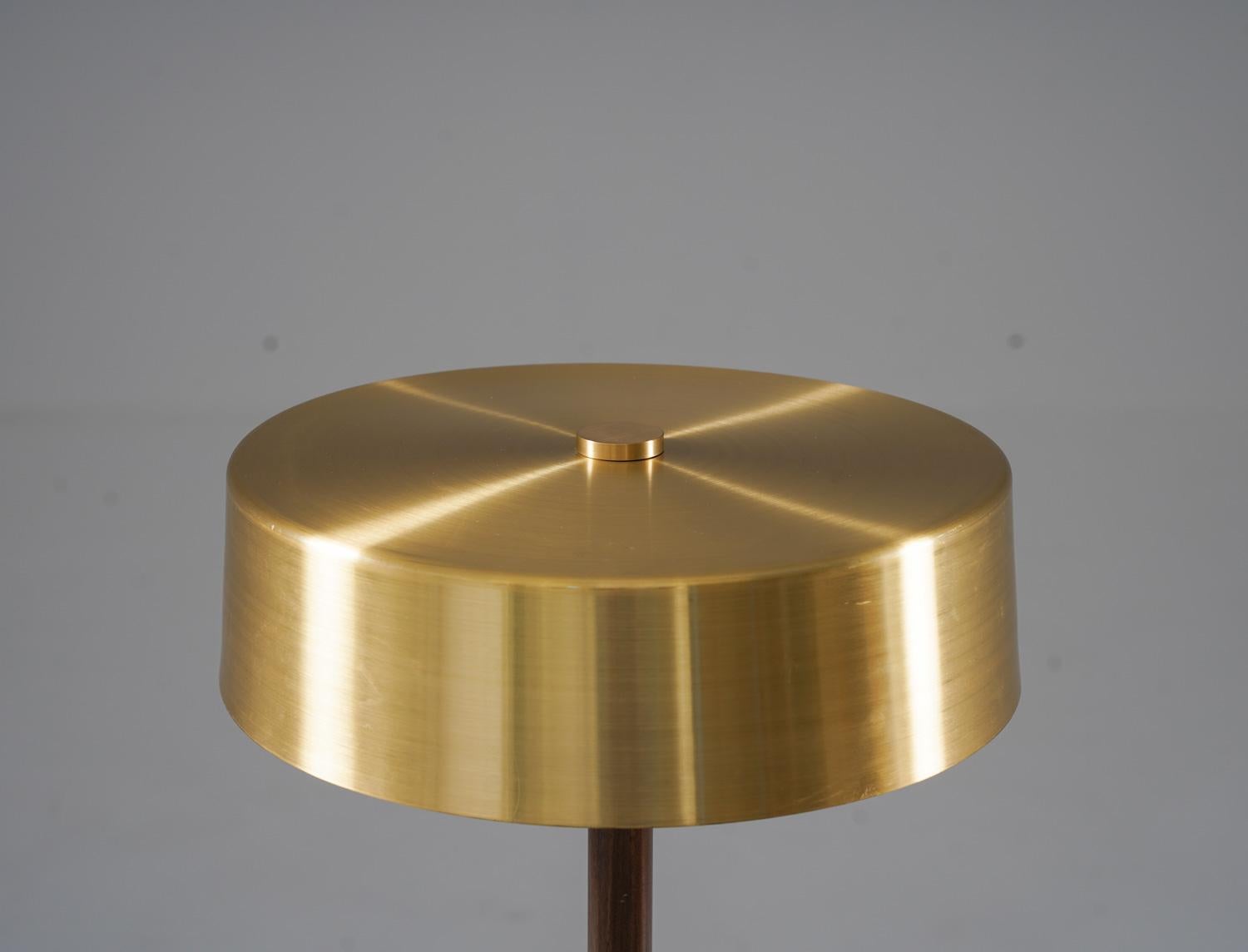 Scandinavian Modern Swedish Mid-Century Table Lamp in Brass and Wood by Boréns