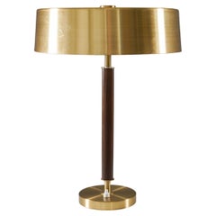 Swedish Mid-Century Table Lamp in Brass and Wood by Boréns