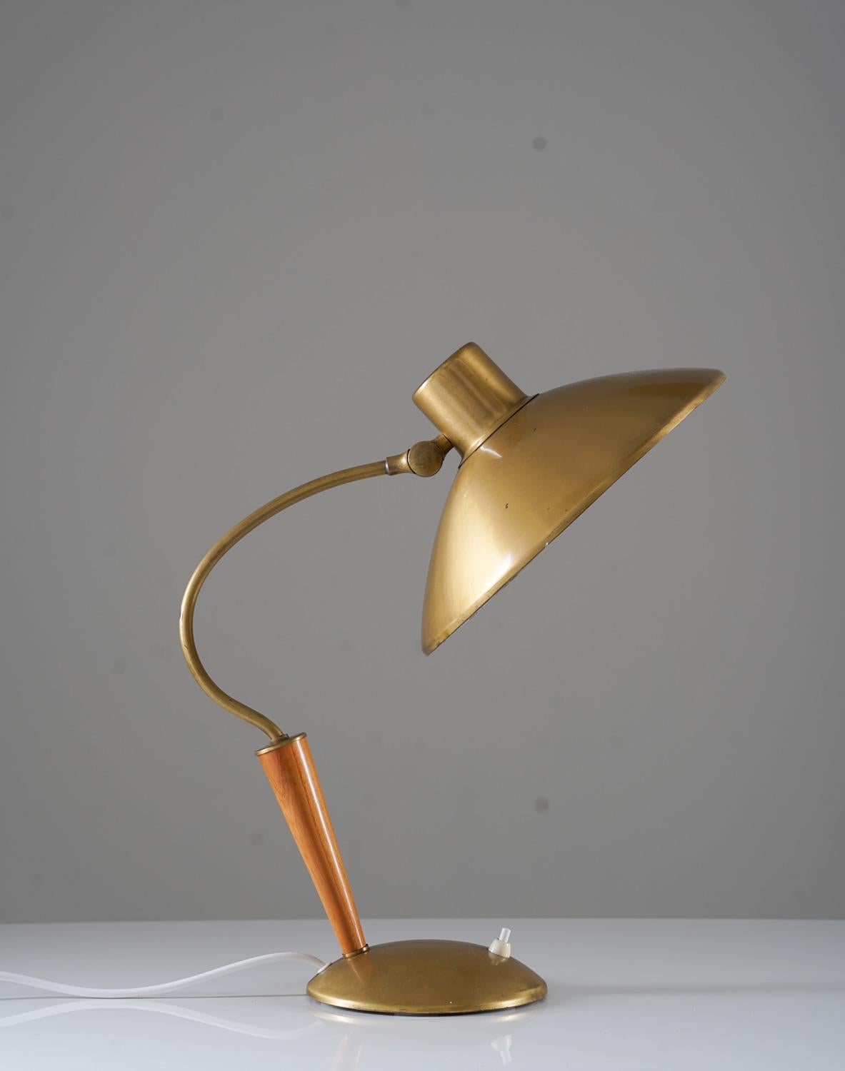 Scandinavian Modern Swedish Midcentury Table Lamp in Brass by Malmströms